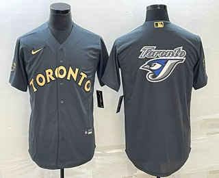 Mens Toronto Blue Jays Big Logo Grey 2022 All Star Stitched Cool Base Nike Jersey->->MLB Jersey